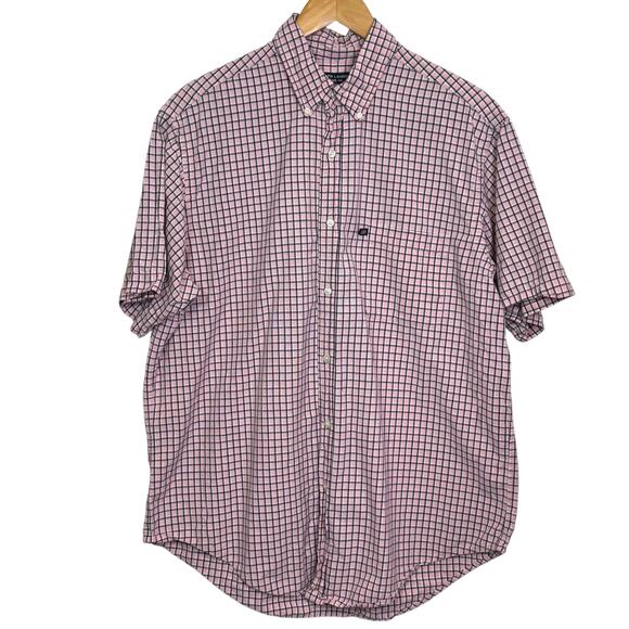 Ralph Lauren Jeans Co Size Large Pink Plaid Short Sleeve Button Up Camp Shirt - Picture 1 of 5